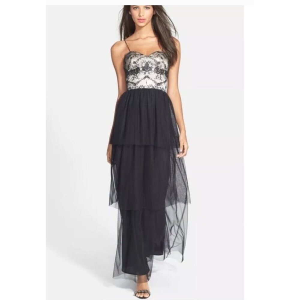Adrianna Papell 2 Hailey Y2K Whimsigoth Grunge Maxi Gown Dark‎ Fairy